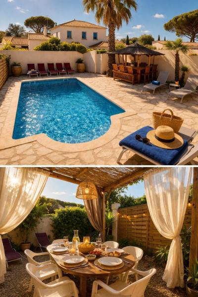 Maison Julia bord de mer - 2 Chambres - Plage de la Nartelle - Sainte Maxime - Piscine partagée - Parking - BBQ - Draps inclus, จอง บ้านพักตากอากาศ La Nartelle Mimosa Road